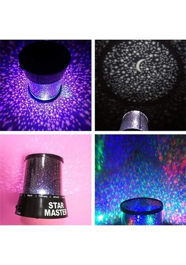 Didadodo Led Gece Lambası, Projeksiyon, Yıldızlı Gökyüzü, Romantik Renkli Ay Yıldızlı Gökyüzü Efekti Ay