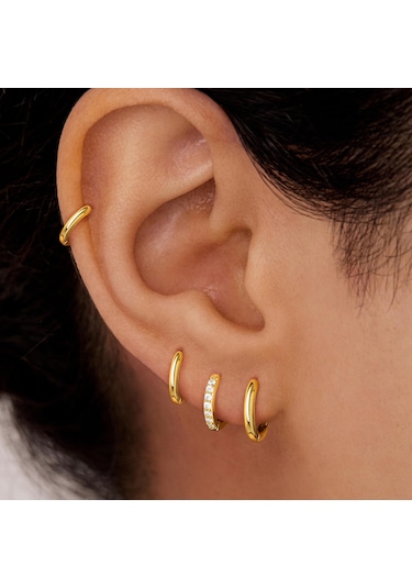 Kangvka 14k Altın Kaplama Zirkon Taşlı Kadın Küpe Seti - 4 Çift Farklı Stiller Loop Ve Stud - Günlük & Resmi Etkinlikler İçin Gold