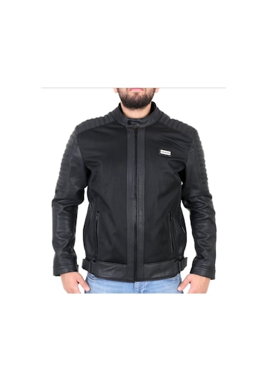 Venom Motosiklet Montu Deri Siyah Blade Fileli Motorcu Ceketi
