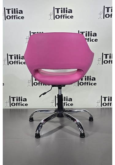 Monaco Çalışma Kesim Kuaför Koltuğu Yonca Sabit Krom Ayak Pembe