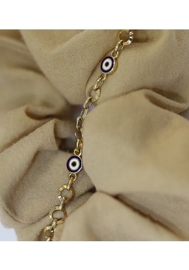 Yenigün Kuyumculuk 14 Ayar Altın Nazar Boncuklu Çocuk Künye 735 Sarı Altın