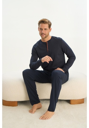 Erkek Uzun Kol Lacivert Pijama Takım C6t2n5o9 001