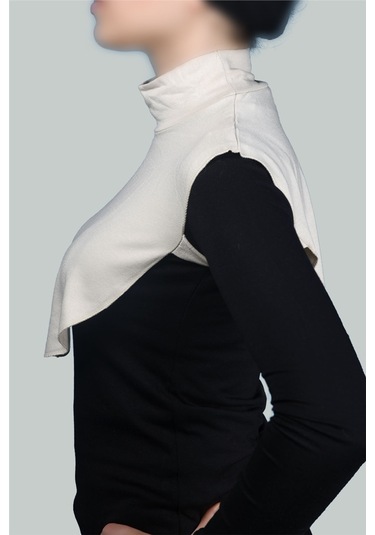 Altobeh Düz Balıkçı Yaka Boğazlı Penye Tesettür Kadın Yakalık Boyunluk - Krem