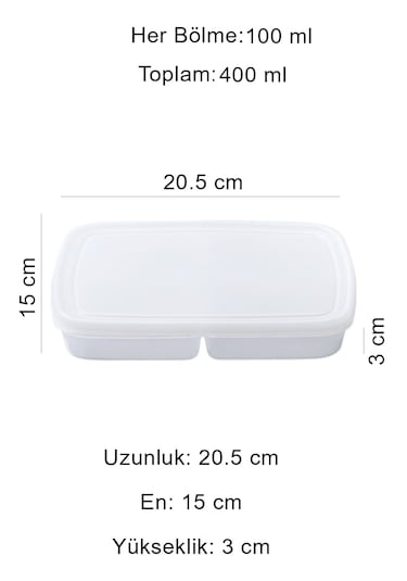 Krm Home 8 Adet Dondurulmuş Mini 4 Bölmeli 400 ML Et Sebze Saklama Kabı