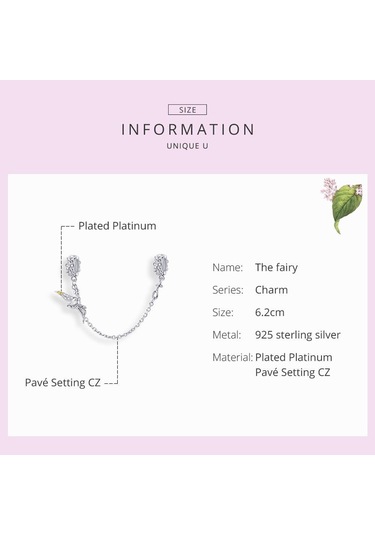 Wostu 925 Ayar Gümüş Güvenlik Zinciri Elf Peri Melek Charms Fit Orijinal Bilezik Ve Bileklik Gümüş