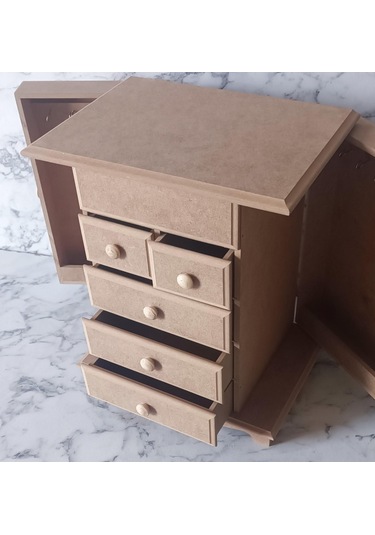 Hobi Adn Takı Kutusu Çok Fonksiyon 7 Çekmece Kutuda Sevk Mdf El Yapım Kahverengi