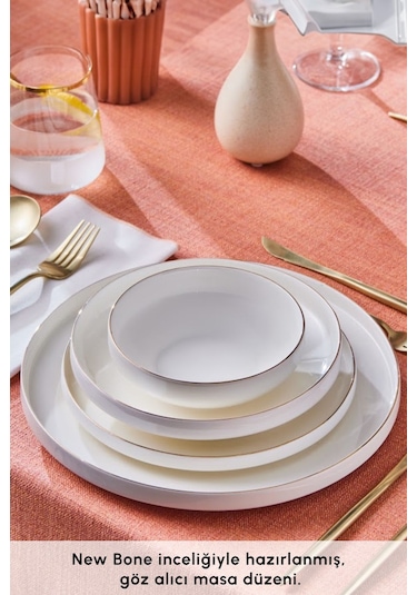 Karaca  Stream Bone Saturn 24 Parça 6 Kişilik Yemek Takımı Gold