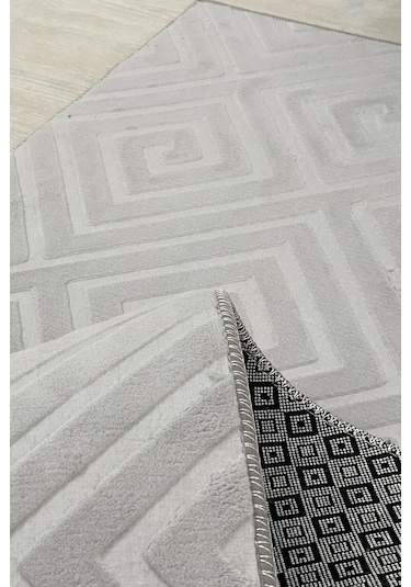 Lüle Halı Delüx Kabartmalı Düz Renk Üstün Kalite De Kaymaz Tabanlı Yolluk Halı Gri