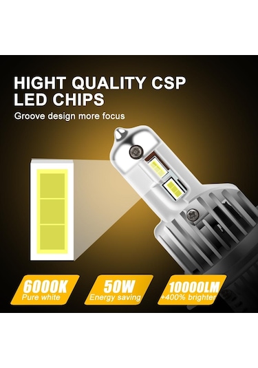 2 Adet H7 Csp Led H4 Kablosuz 50 W 10000lm Canbus Araba Farlar H1 H3 H11 9005 Hb3 9006 Hb4  Hi/lo Işın Moto Farlar Sis Lambası 6000 K Beyaz H11 H8 H9