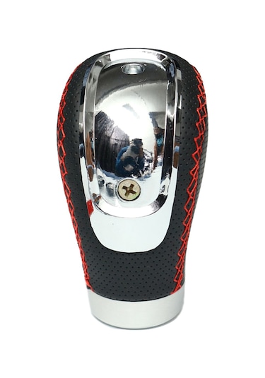 Moveevo Evrensel Araç Vites Kolu Başlığı, Metal+pu Deri, 3 Değiştirilebilir Kapağı 5-6 Vites , Tornavida Ve Adaptörler İçerir Siyah