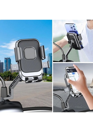 Motosiklet,bisiklet ,scooter Uyumlu Ayna Bağlantılı Telefon Tutucu