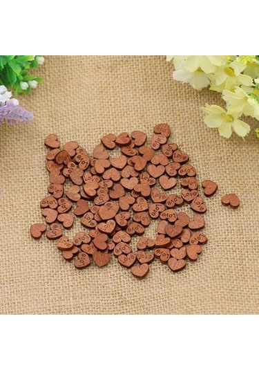100 Adet Ahşap Aşk Kalp Düğmesi Düğün Masa Dağılımı Konfeti Dekorasyon El Sanatları Love Letter