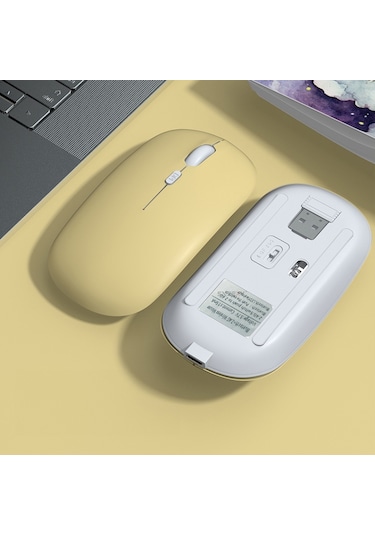 Samsung Uyumlu Tablet Şarj Edilebilir Sessiz Mouse Bluetooth + 2.4hz Wif