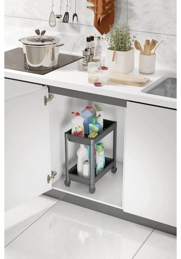 Tezgah Altı Tekerlekli Raf Ünitesi, Antrasit