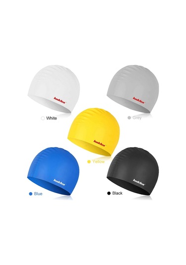 Gri Silikon Uzun Saç Unisex Yetişkin - Çocuk İçin Yüzmek Kap Şapka Gri