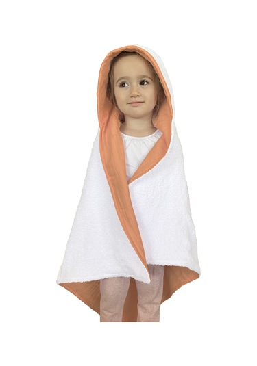 %100pamuk Kapşonlu Bebek Çocuk Banyo Havlusu Çift Yönlü K-beyaz