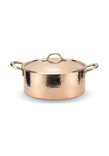 El Dövmesi Derin Bakır Tencere 21 CM