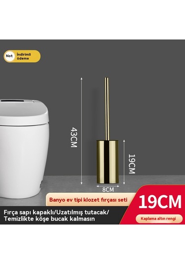 304 Paslanmaz Çelik Banyo Tuvalet Fırçası Altın 19 Cm Altın
