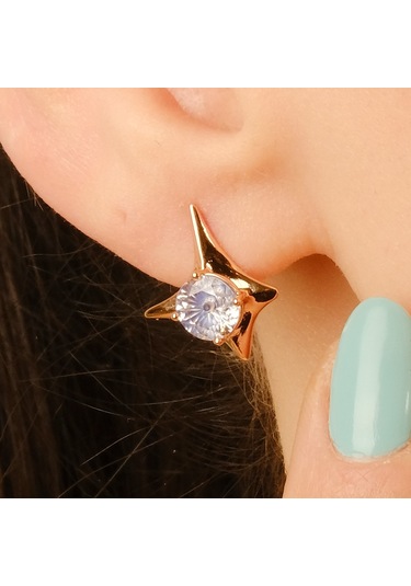 Lekka Design Kadın Kararmaz Çelik Takı Lüks Mavi Taşlı Stil Küpe