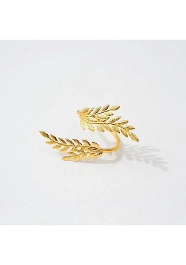 Mufunye Şık Ve Dayanıklı 6 Parça Peçete Halkası Seti, Hediye Kutusunda - Yeşil & Altın Renk Seçeneği Diğer