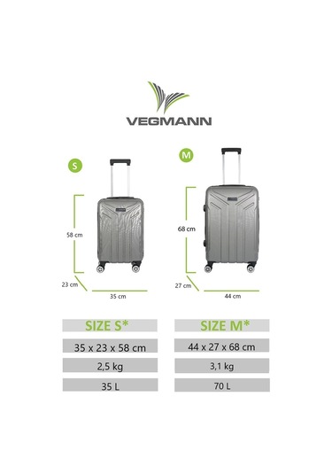Vegmann Vela Gri 2'li Valiz Seti Orta Boy ,kabin Boy Çok Renkli