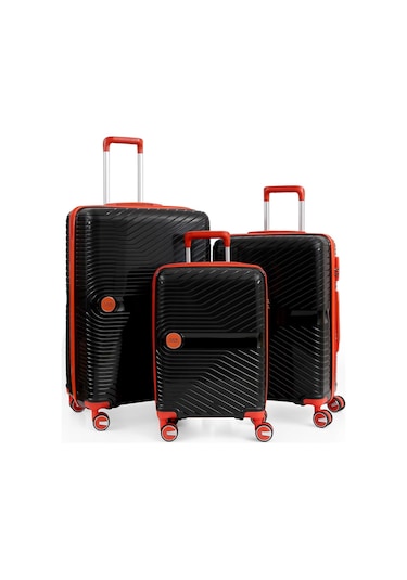 Ççs 5239 Polipropilen 3 Lü Valiz Seti Siyah-turuncu Siyah - Turuncu