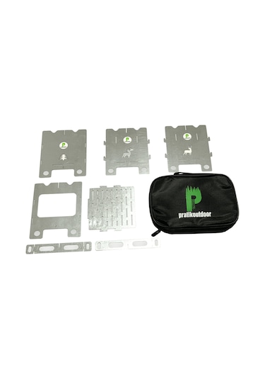 Paslanmaz Ateş Kutusu, Firebox, Katlanır Mini Soba, Kamp Sobası Açık Gri