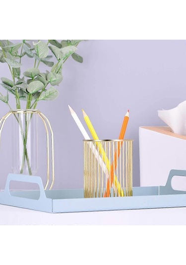 Ganzhoushop Kalemlik, Tel Metal Kalemlik, Kırtasiye Ve Masa Aksesuarları İçin Dekoratif Masa Depolama Düzenleyici Konteynerstil 3
