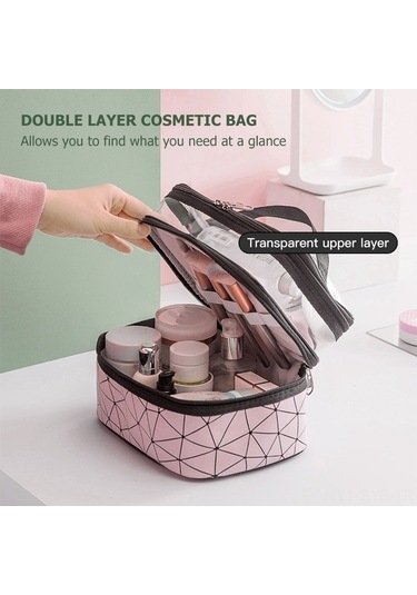 Tongxida Gezinme Kosmetik Çantası Mavi - Su Geçirmez, 6 Lastik Band, Dayanıklı Askı Çok Renkli