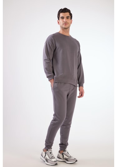 Dufy Antrasit Bisiklet Yaka Regular Fit Erkek Sweatshirt Antrasit