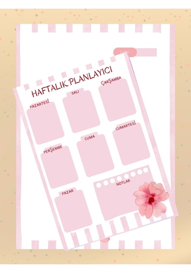Çiçekli Haftalık Planlayıcı Seti A4-a5 Boyutunda Planner Notebook Blok Okul Çok Renkli