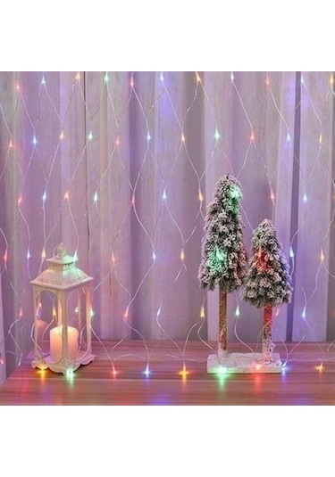 Hobibahçem 1x2 Metre Dekoratif File Ağ Perde 192 Led 8 Animasyonlu Farklı Işık Modu Rgb Fişli RGB