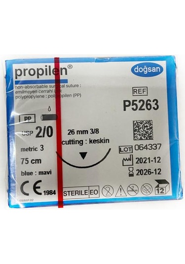 Doğsan Pegalak Propilen 2/0 Keskin 26 MM Cerrahi İplik