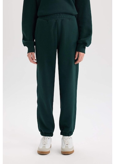 Defacto Standart Boy Beli Paçası Lastikli Cepli Basic Düz Kalın Kumaş Jogger Eşofman Altı D9934AX24WNGN465 Yeşil