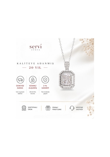 Servi 925 Ayar Gümüş Baget Kolye-27