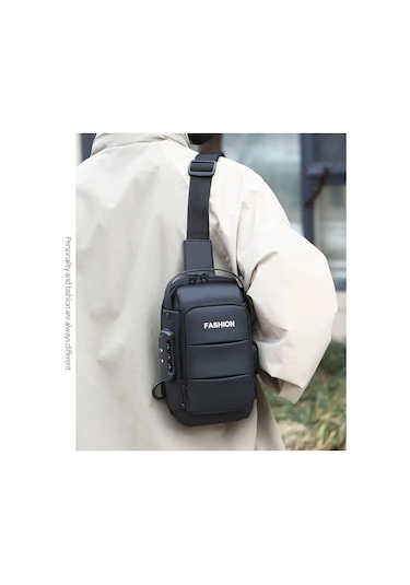 Hafif Erkek Rahat Göğüs Çantası Taşınabilir Minimalist Hırsızlık Karşıtı Şifre Blue Gold Altın