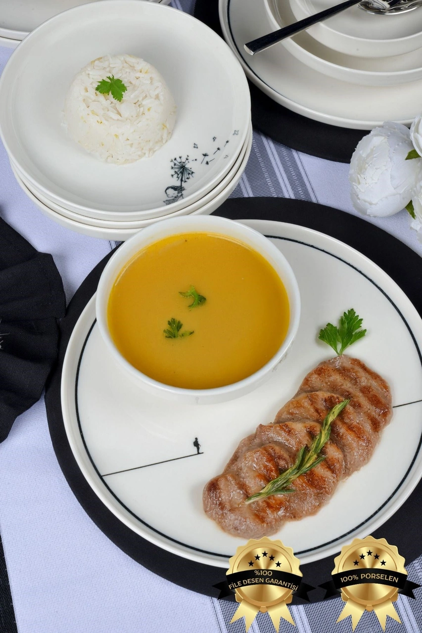 Düğüm 18 Parça 6 Kişilik Porselen Yemek Takımı Çok Renkli