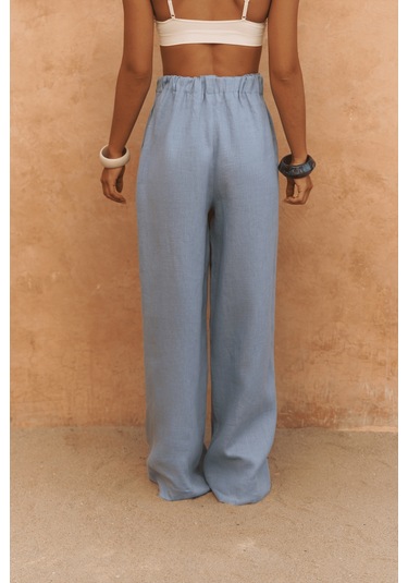 Baron Mavi Keten Gömlek Pantolon Takım mavi