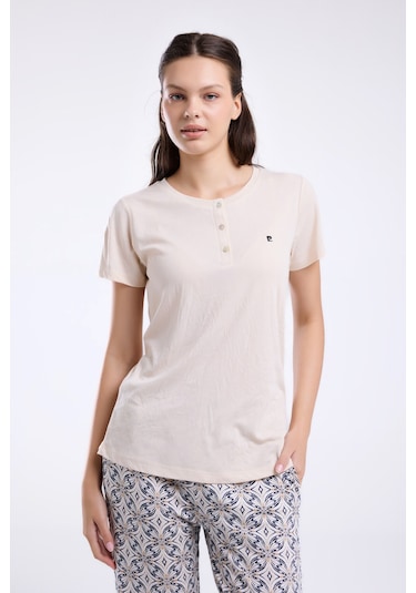Pierre Cardin Kadın Krem Pijama Takımı Pc8961-s-v1 Krem