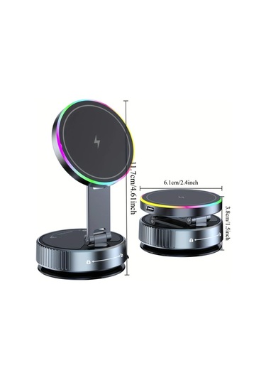 Willowhaven Siyah K3 Kablosuz Sarjli Gelistirilmis Vakumlu Manyetik Arac Telefon Tutucu Super Guclu Emisli Evrensel