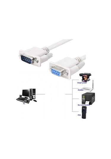 Rs232 Db9 Dişi Erkek Seri Com Kablo 9 Pin D/e Data Kablosu 2m