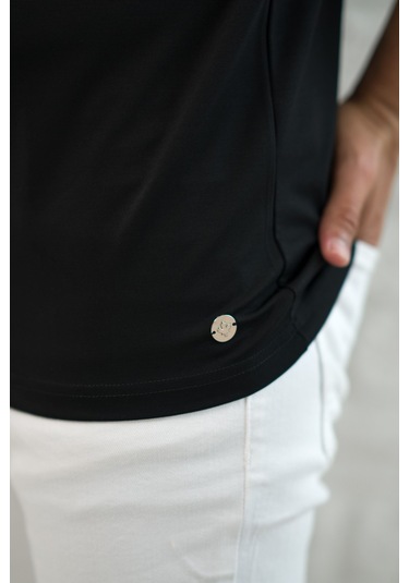 Paul Martin Slimfit Fit Bisiklet Yaka Rayon Kumaş Full Likralı T-shirt Siyah