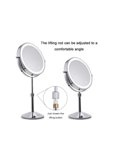 Sones Masaüstü Çift Taraflı Yuvarlak Led Aydınlatmalı Makyaj Aynası Kaldırılabilir Büyüteçli Ayna, Özellikler: Düzlem + 5 Kat Büyütme 7 İnç Pil Modeli