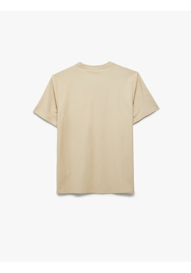 Koton Regular Fit Kısa Kollu Pamuklu Cep Detaylı Bisiklet Yaka Basic Tişört Bej 6wam10070hk Ekru