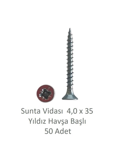 Sunta Vidası, 4,0 X 35 Mm, 50 Adet, Yhb Vida 4 x 35