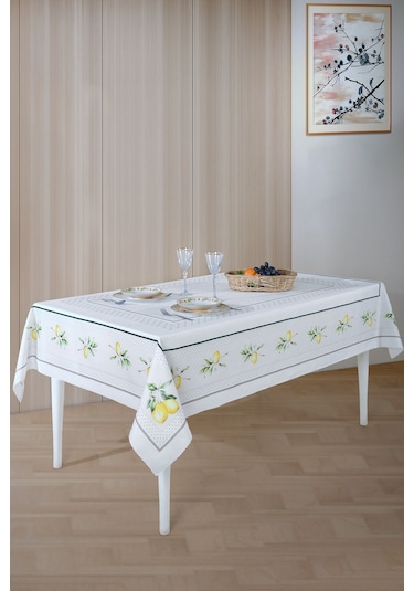 Elart Limonlu Masa Örtüsü Baskılı 160x220 Cm Renksiz