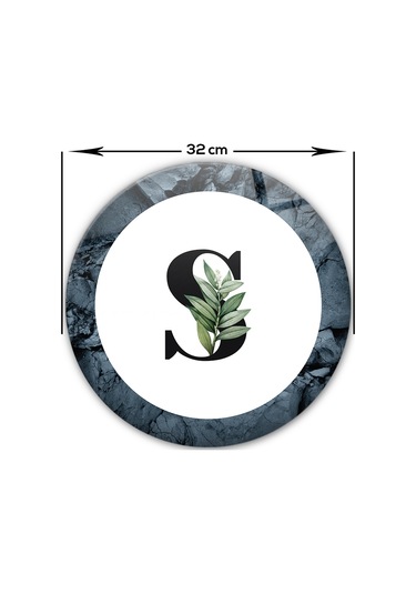Decorita Cam Kesme Tahtası - Cam Kesme Tablası - Harfli Tasarım S Çap 32 CM