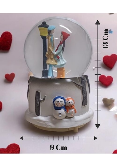 Romantik Sevgili Renk Değiştiren Ve Müzikli Orta Boy Kar Küresi