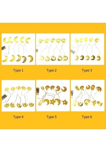 Pazly Sıcak Şeklinde Ramazan Peri Parti Led Lambası Işık Hilal Fener Dizisi Beyaz Bayramı Ay Ası 5ft 10led Pg