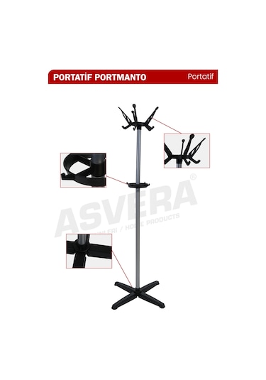 Portatif Portmanto Plastik Beyaz-gri